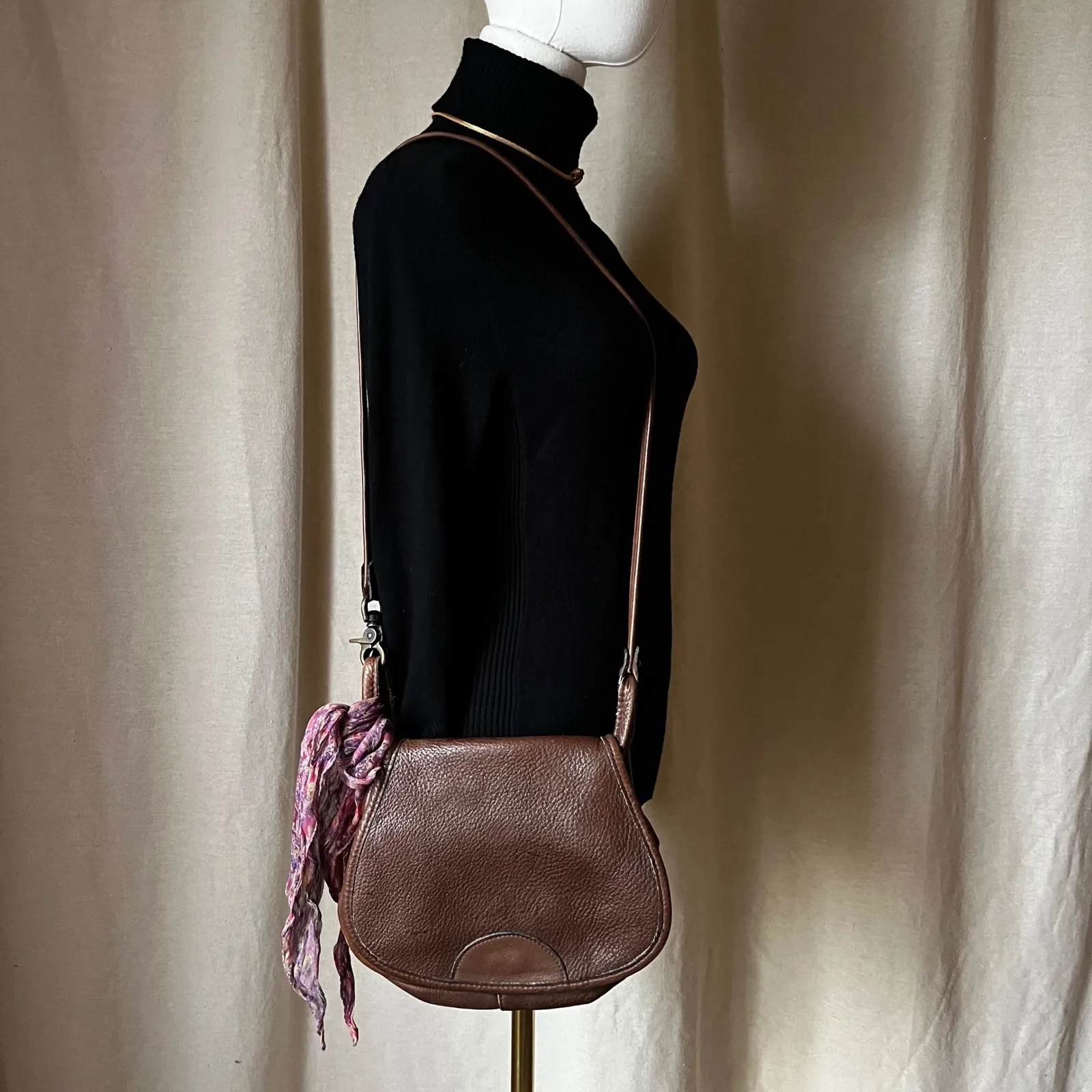 Vintage Davey's Brown Leather Crossbody Saddle Bag Small Classic Purse - Image 8