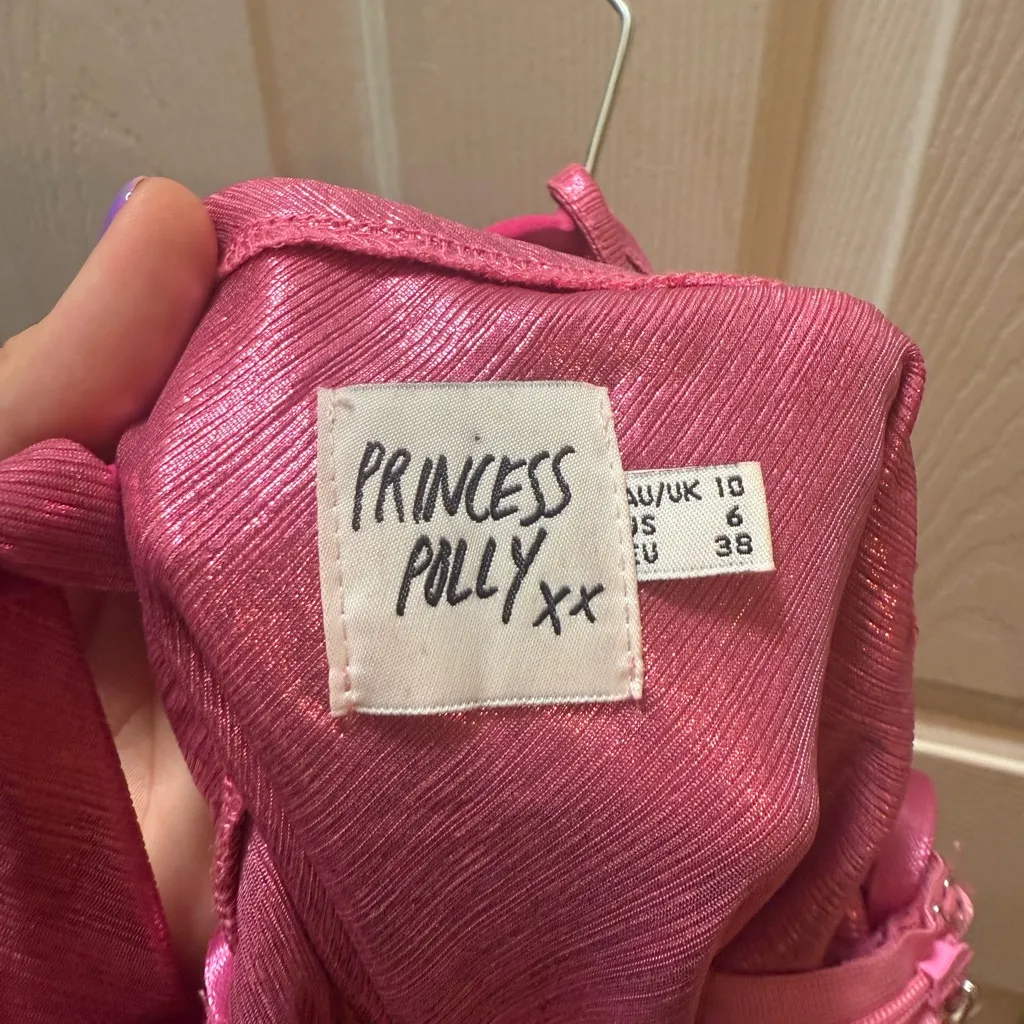 Princess Polly Pink Metallic Cowl Neck Halter Mini Dress - US 6 - Image 3