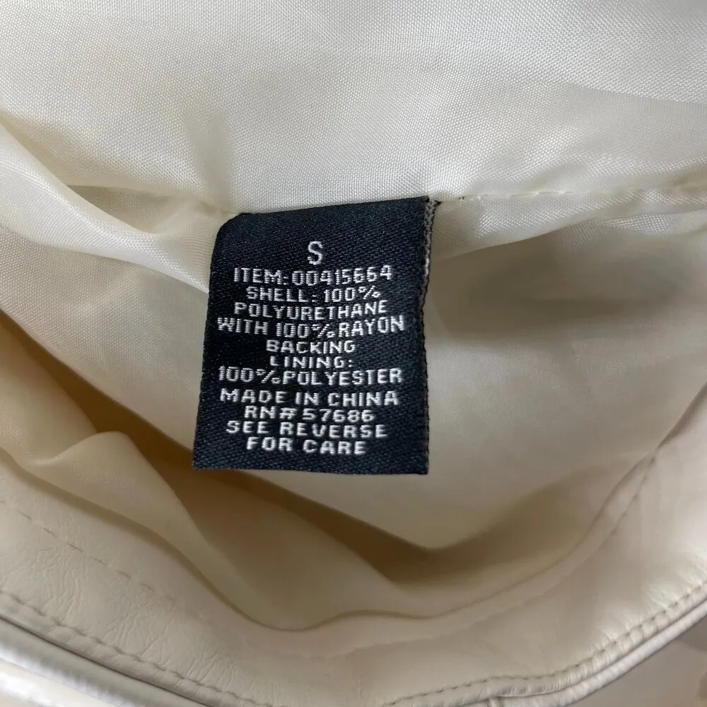 Women's White Faux Leather Moto Belt Zipper Punkcore Bikercore S - Image 6