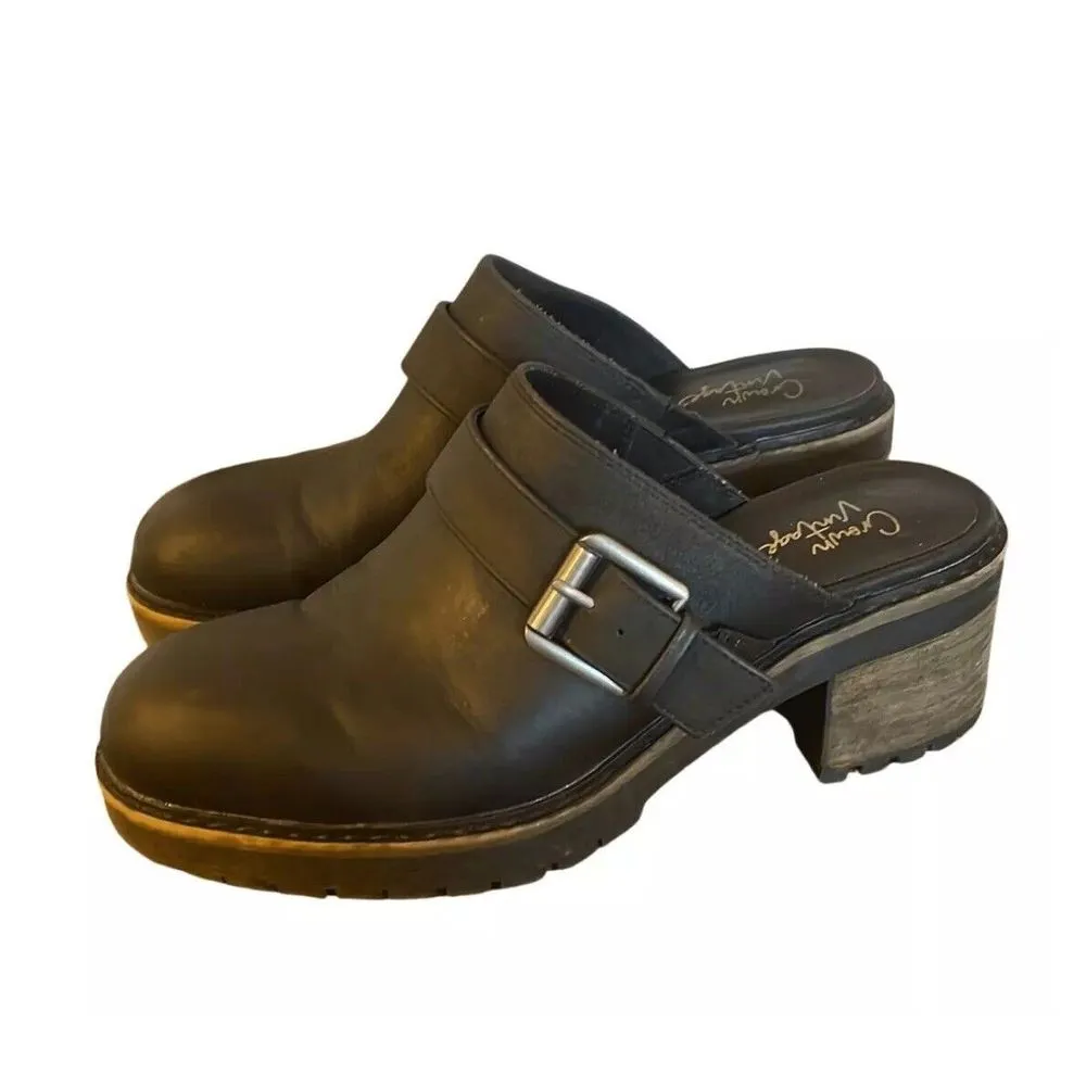 Crown Vintage Size 9M Black Mule Janis Clog‎ Buckle Strap Slip - Image 2