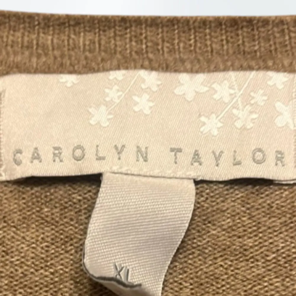 Women's brown cardigan with pink embroidered cherry blossom XL - Image 7