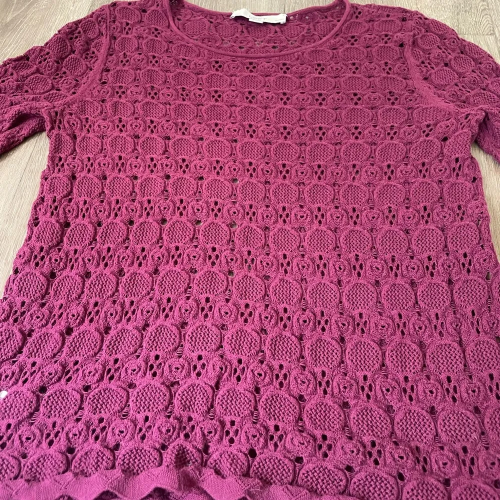 Ann Taylor Loft Petites open knit crochet short sleeve blouse ~ women’s sz SP - Image 11