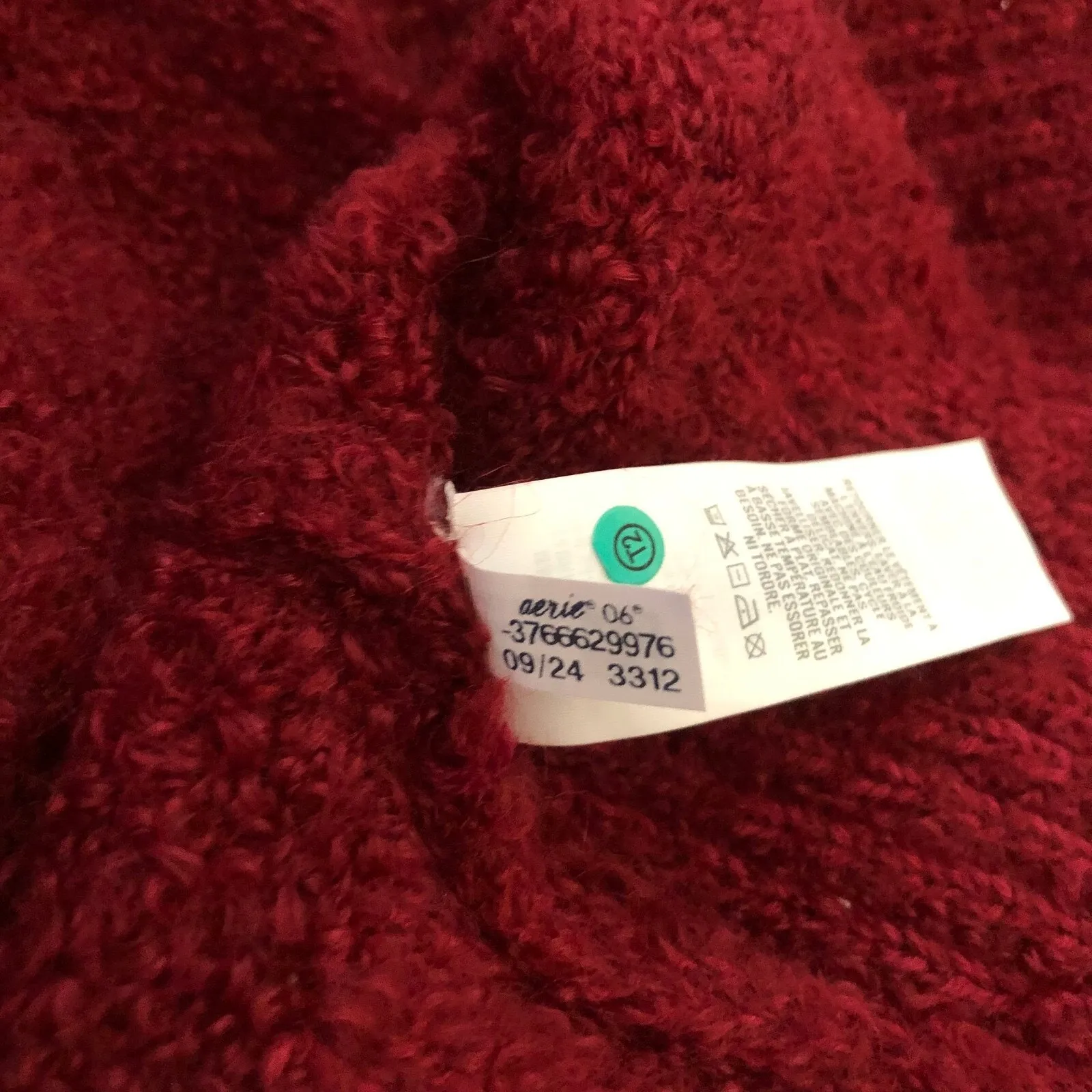 Aerie  Oversized Ribbed V-Neck Sweater Long Sleeve Red Pullover Women's Medium - Image 13