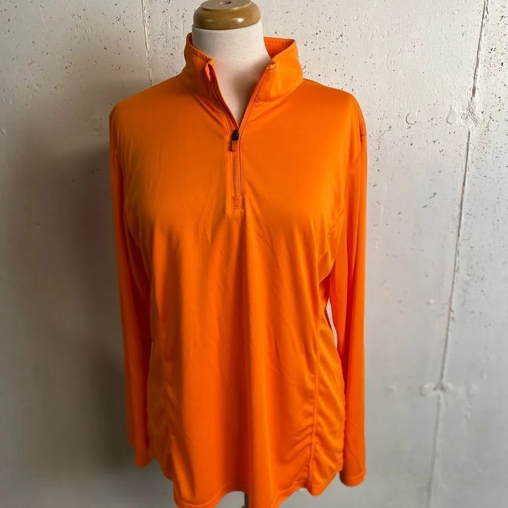 #317 NEON ORANGE Ladies 1/4 Zip Pullover Orange Size XL - Image 2