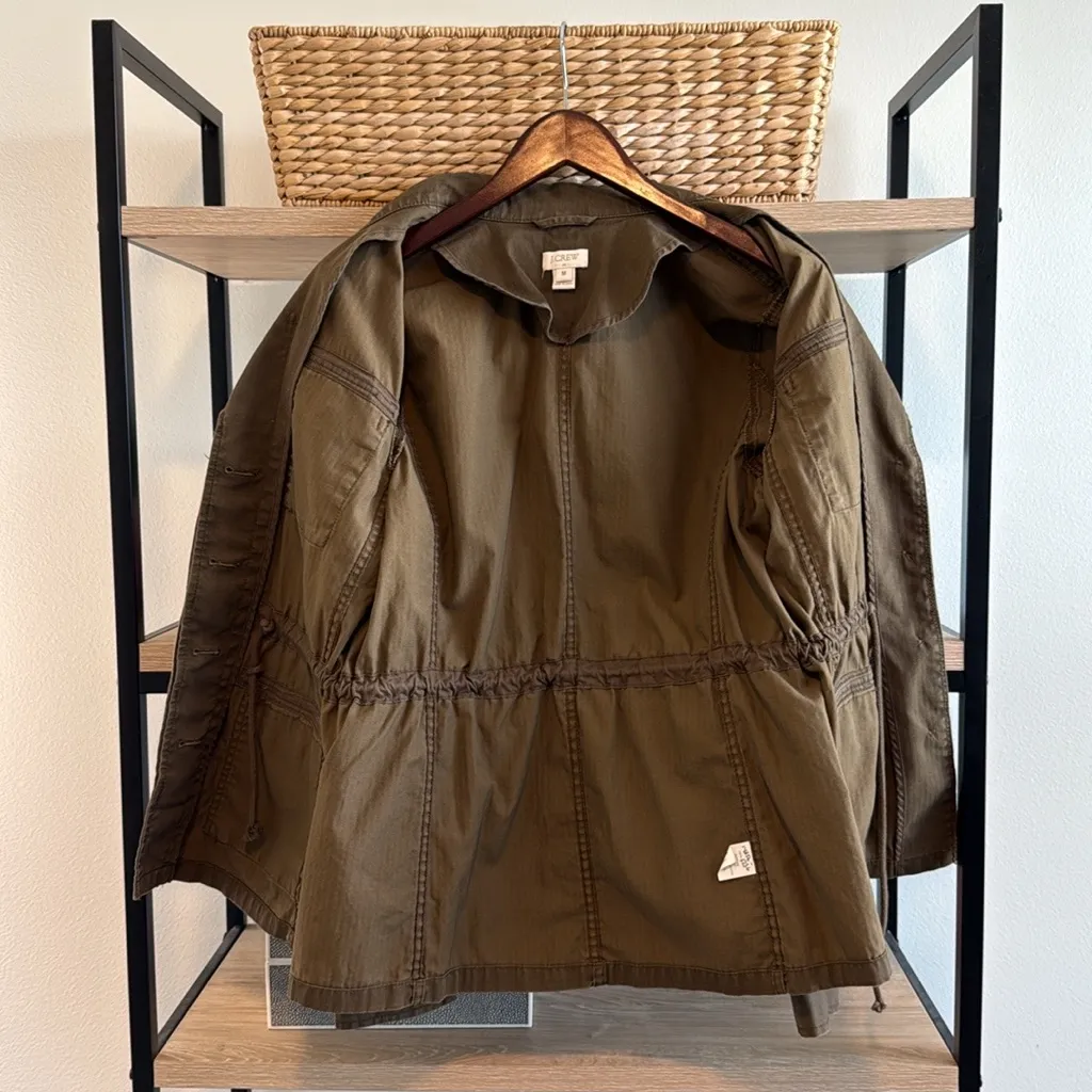 J. Crew Classic Green Military Utility Button Drawstring Canvas Cotton Jacket, M - Image 6