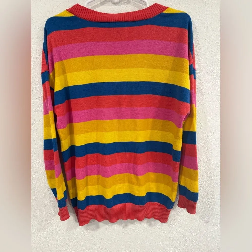 ModCloth x Hello Kitty “Sweet Like Candy” Rainbow Striped Cardigan Sweater Sz M - Image 6