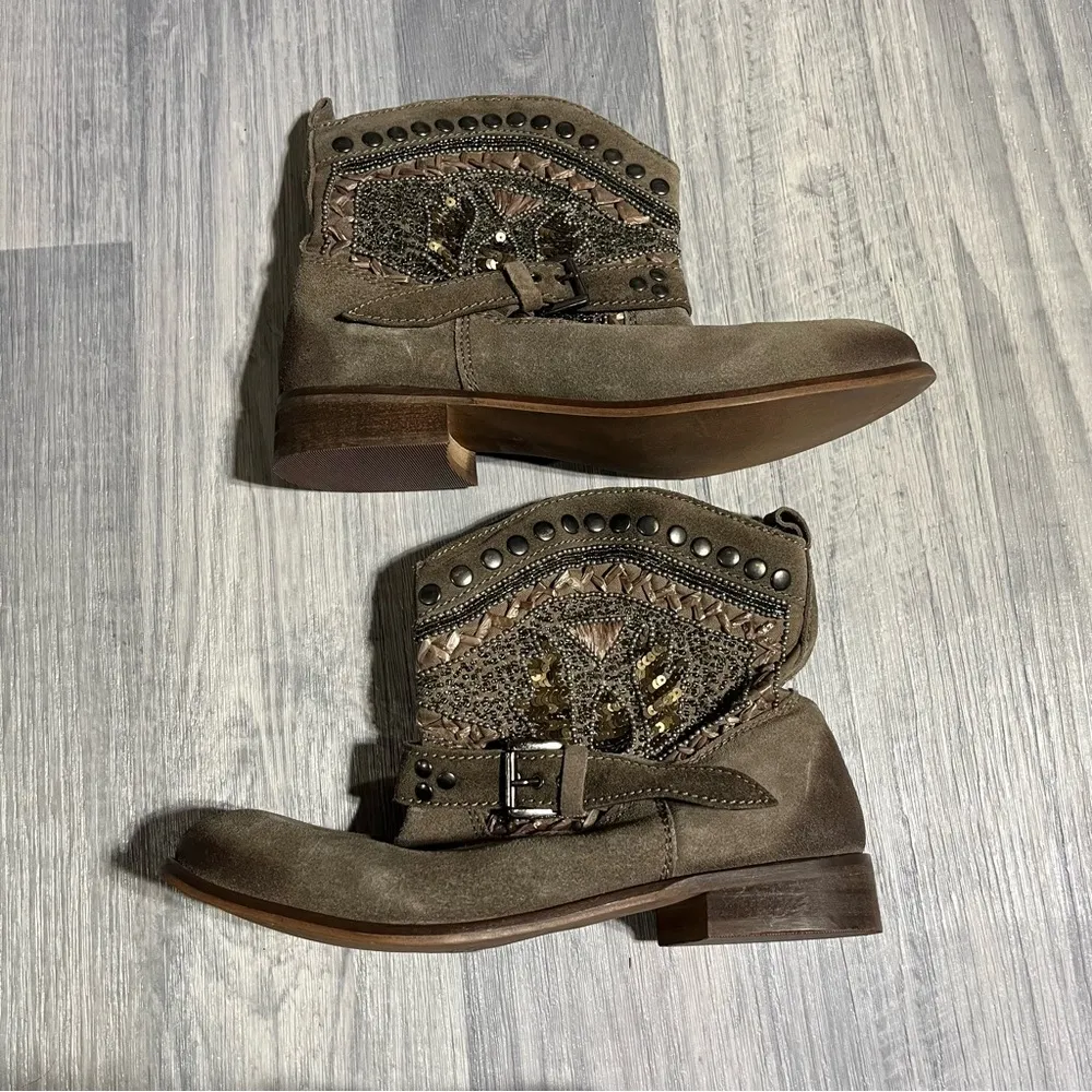 Naughty Monkey Brown Studs, Bling, Suede Boots; 9 women’s - Image 9