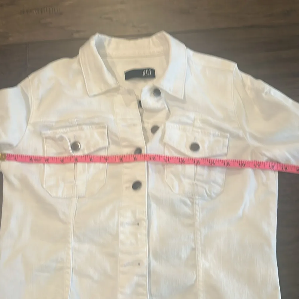 Kut From The Kloth Petite White Stretch Denim Jacket Sz LP - Image 14