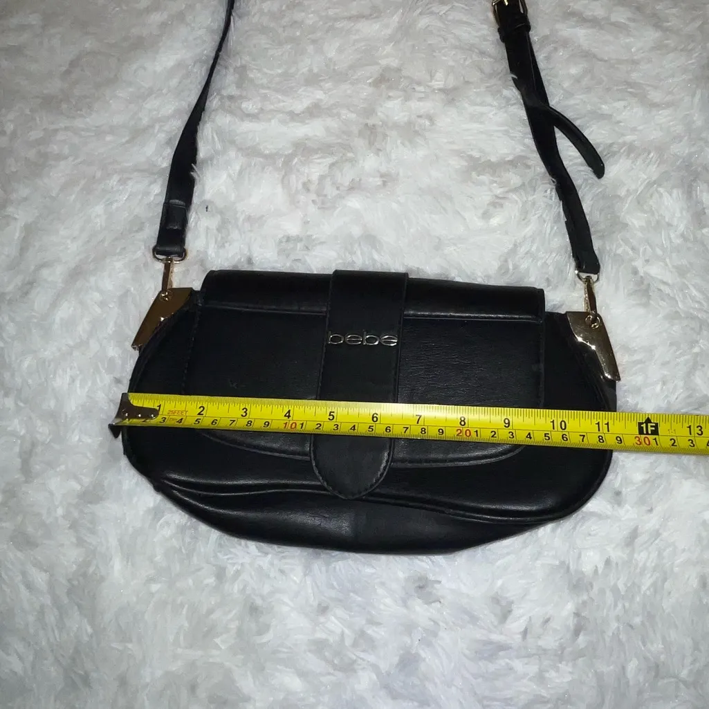 Bebe Saint Lamby crossbody bag black faux leather gold-tone hardware purse Y2K - Image 10