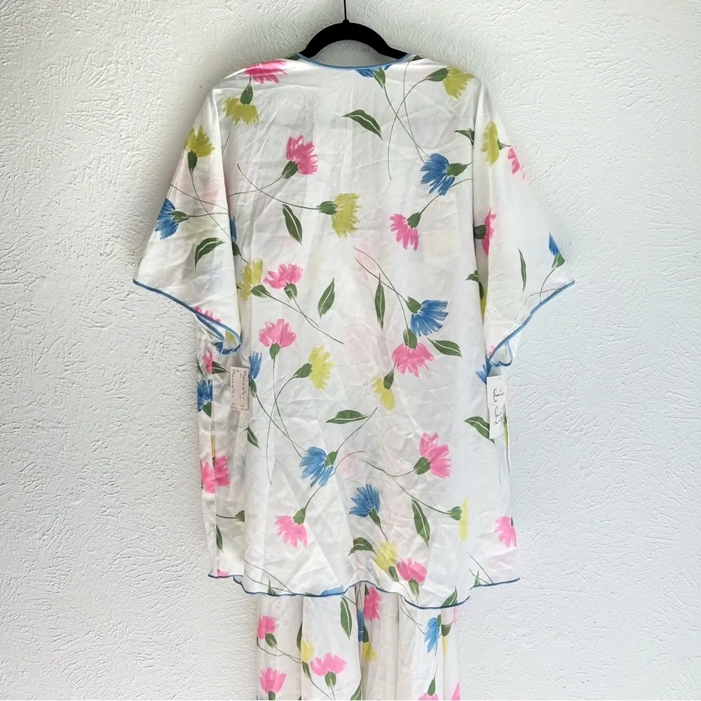 Vintage Claire Sanders by Lucie Ann Maxi Nightgown & Robe Floral Set NWT Small White - Image 3