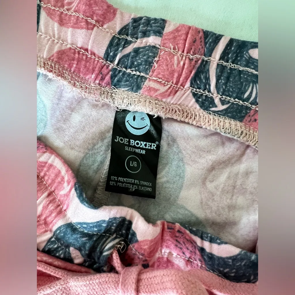 Joe Boxer Lounge Pants Women’s Sz Large Pink Gray Smiley Drawstring NWT Comfy - Image 4