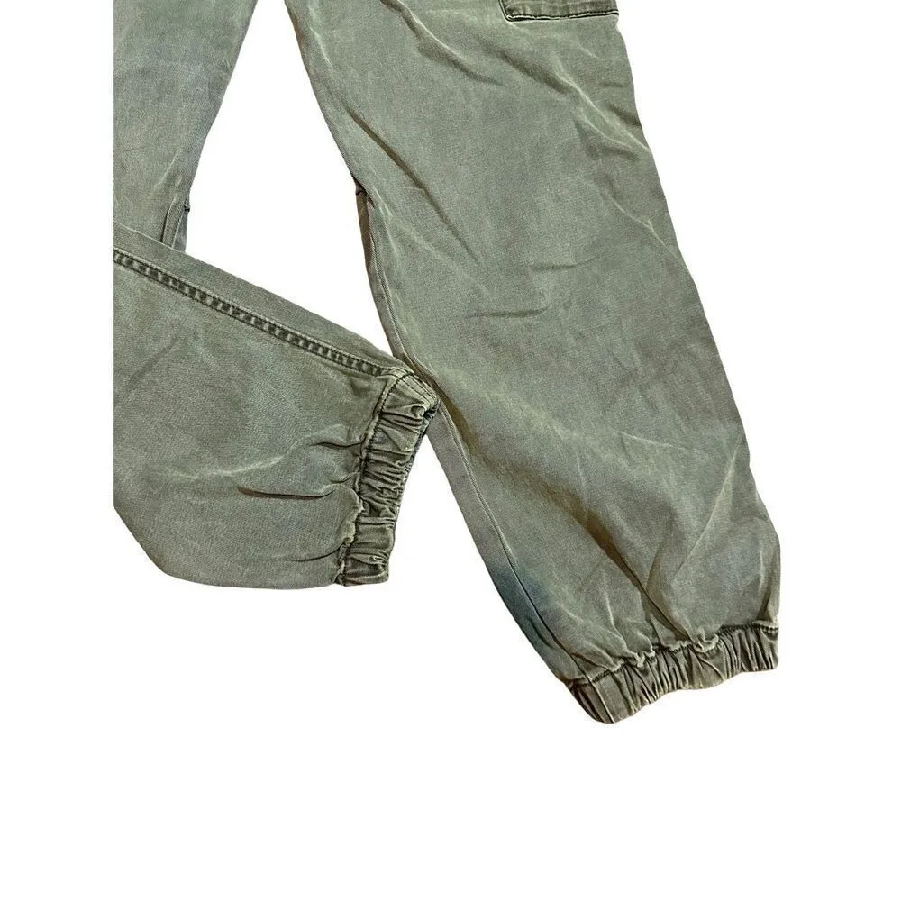Dear John Gia Cargo Palm Green pants joggers high rise elastic ankle sz 28 - Image 7