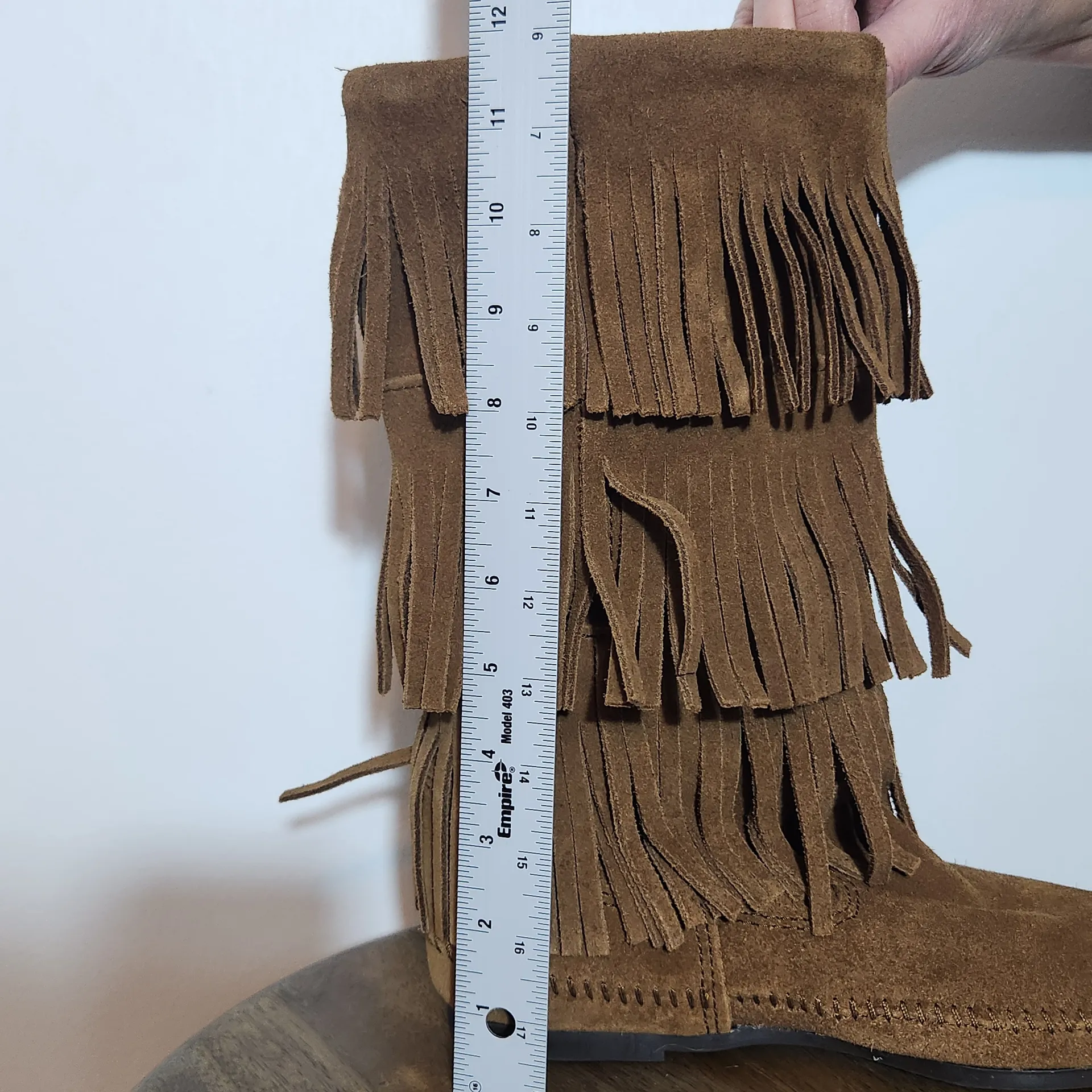 Minnetonka Womens Brown Suede 3-Layer Fringe Boot Size 7 - Image 7