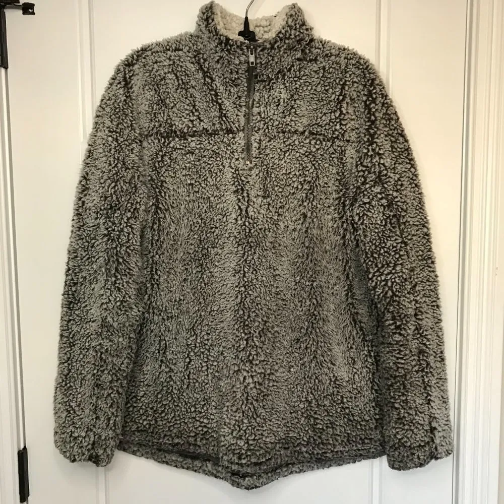 Thread + Supply Charcoal Gray Oversized Sherpa Quarter Zip Pullover Womens Small - Image 2