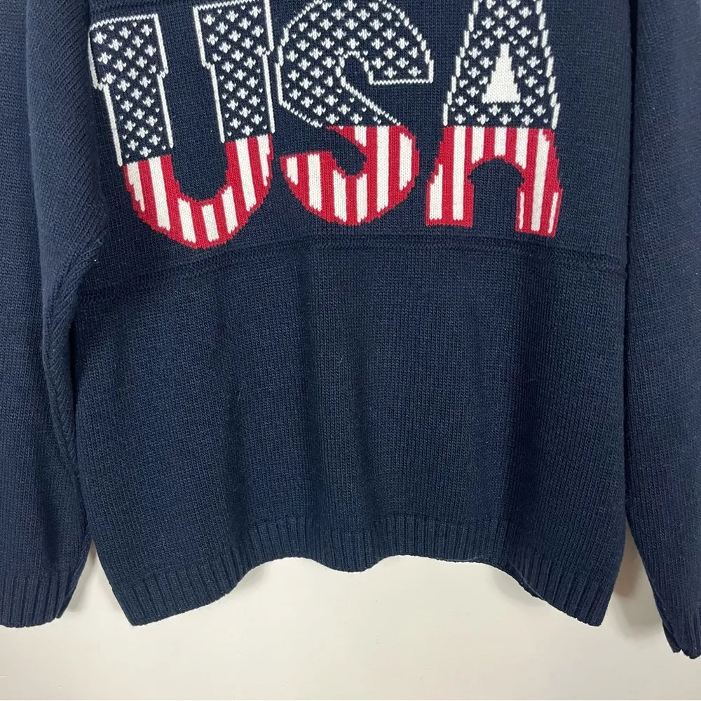 USA Patriotic Pullover Sweater Large America Oversized Slouchy Americana Blue - Image 3