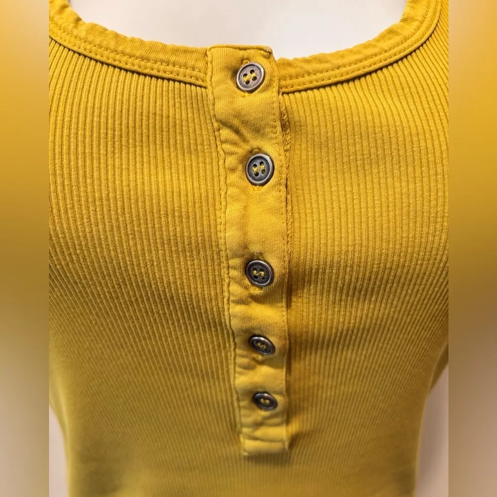 Sundance Ribbed Henley Tank Top Sz XS Chartreuse 100% Cotton Summer Casual - Image 4
