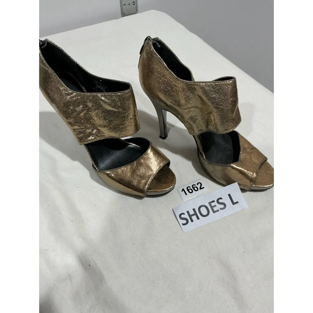 Womans Nine West Rose Gold Open Toe Back Zip Sandal 8 M - Image 2