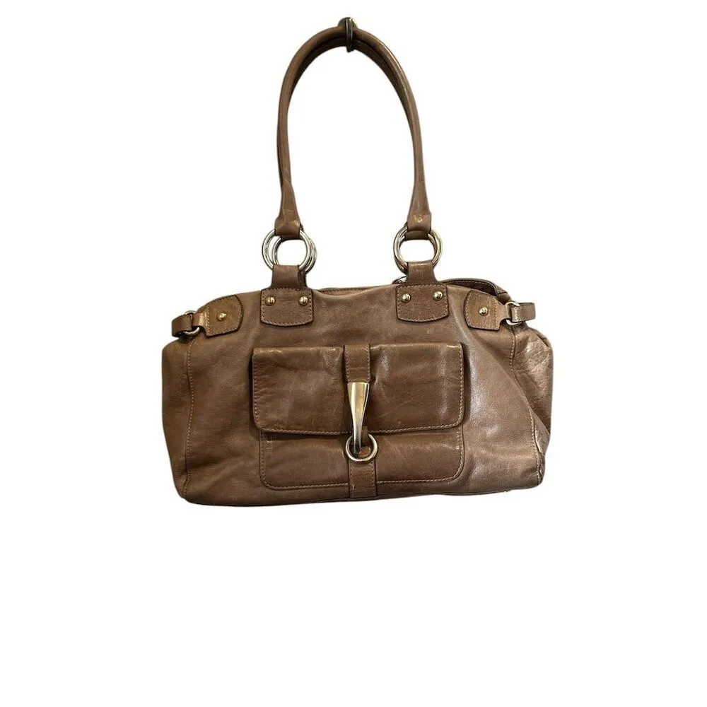 Barr + Barr Women's Brown Leather Shoulder Bag w/ Pockets & Quotes Lining - Image 2