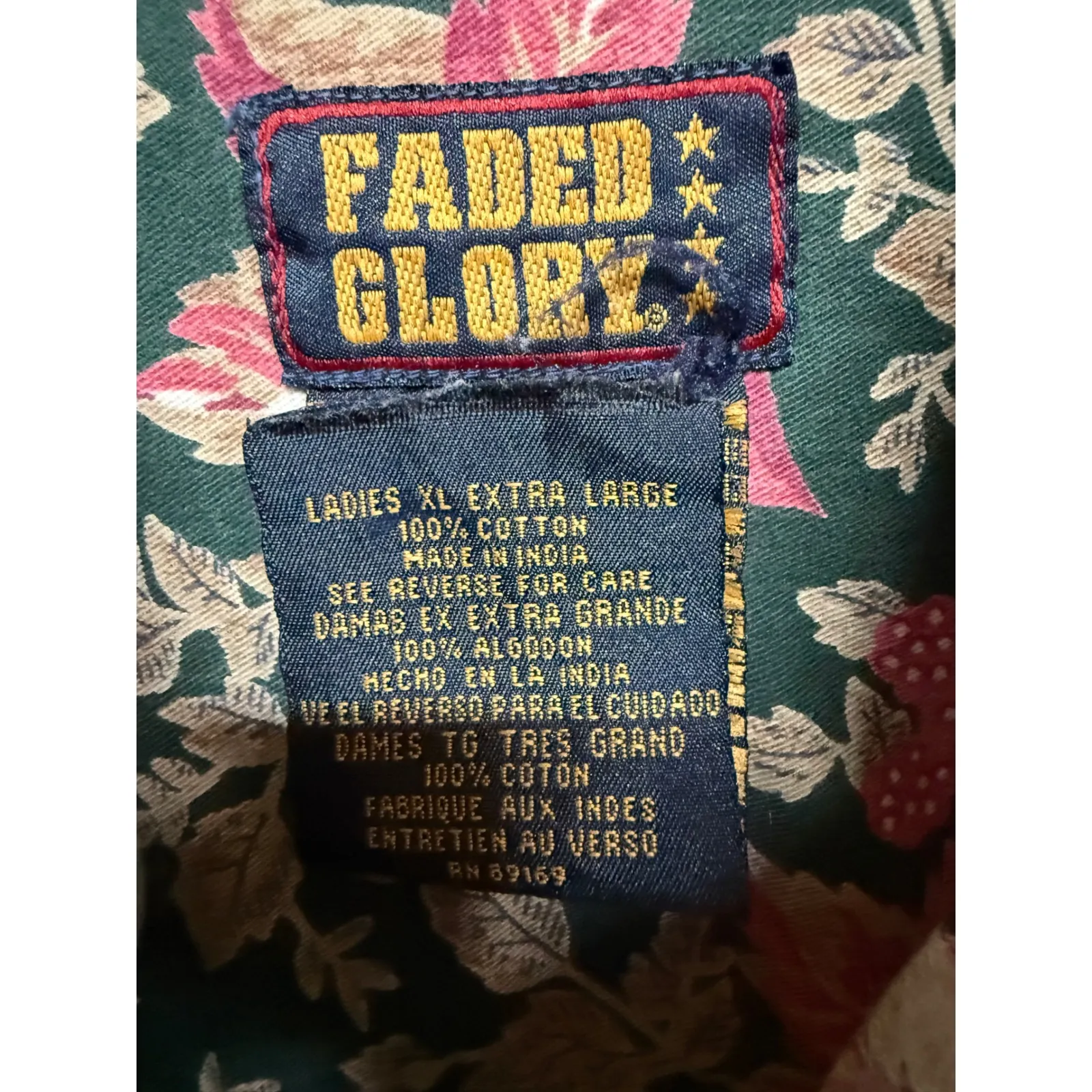 Vintage Faded Glory Western Floral Button Up Women's Long Sleeve 100% Cotton XL - Image 5