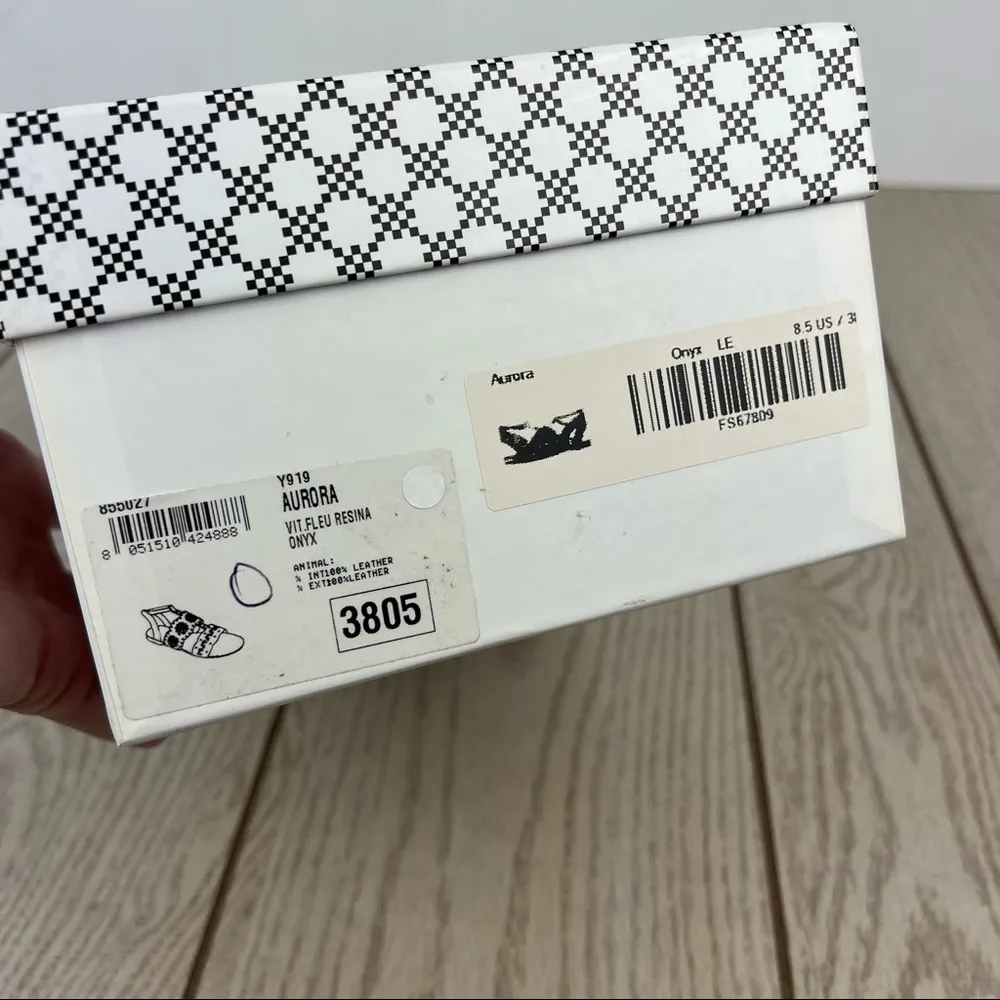 Furla Aurora Laser Cut Lace Pattern Leather Sandals EUR38.5 Onyx Black $345 - Image 10