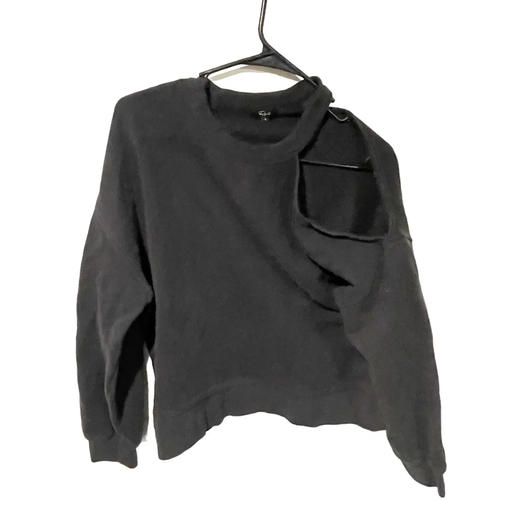 Rails Size Large Quincy Black Sweatshirt Open Cold Shoulder Long Sleeve Pullover - Image 2