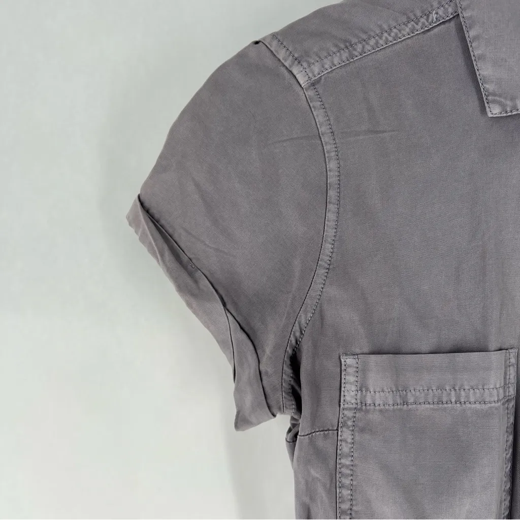 Abercrombie & Fitch Size‎ XS Zip Front Tie Waist Romper Gray Soft Flowy Lyocell - Image 3