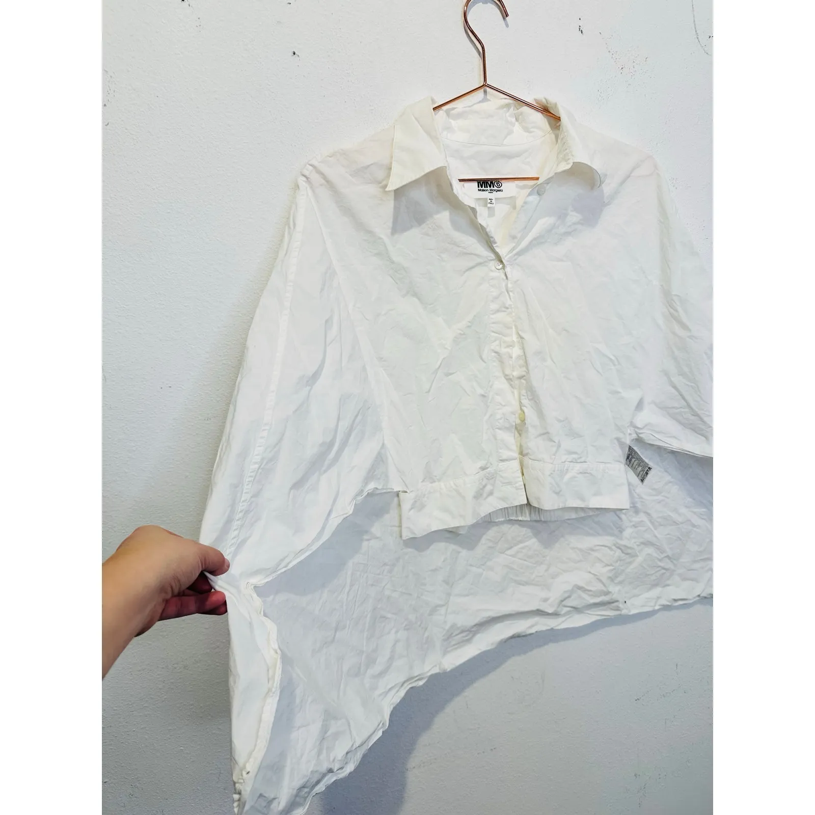MM6 MAISON Martin Margiela White 100% Cotton Button Up Cape Style Top size EU 42 Size M - Image 6