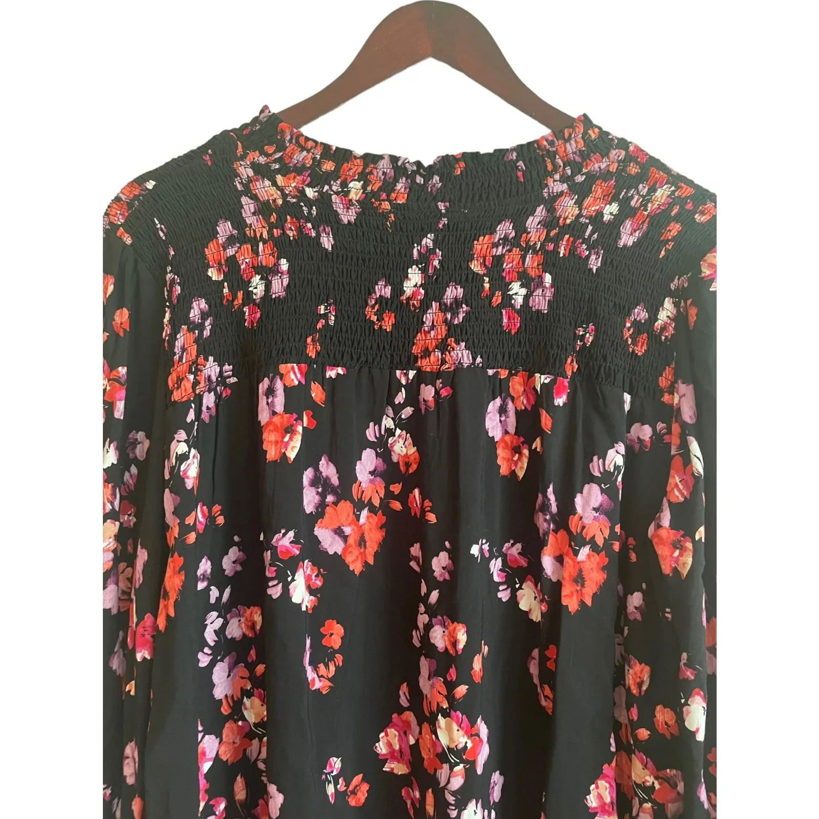 Alexander Jordan Women Top XL Floral Rayon Cottagecore Fairy Dark‎ Romantic Boho Black - Image 4