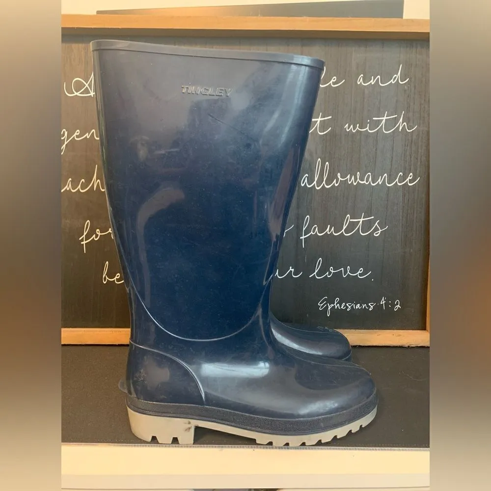 Tingles Navy Rubber Boots size 8‎ Blue - Image 2
