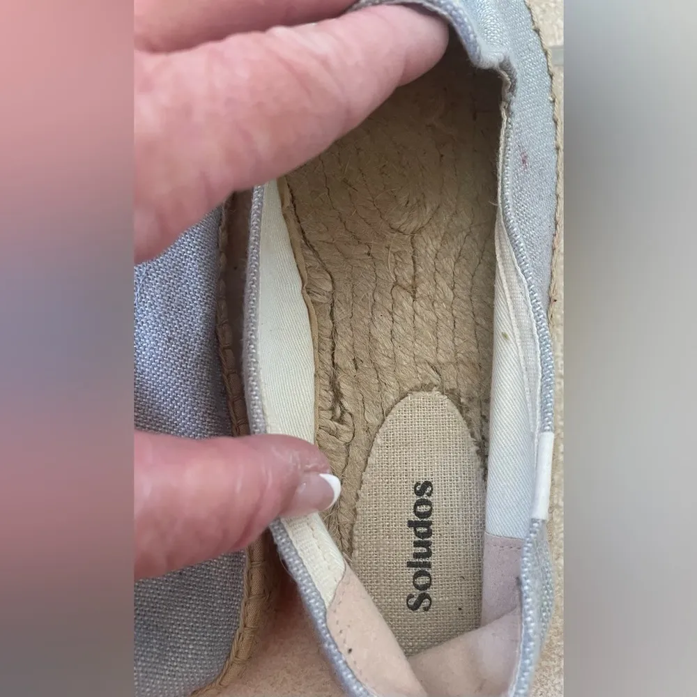 Soludos Woven Platform Light Blue/Yellow Slip-On Espadrilles Lemon; size 10 - Image 4