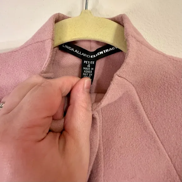 Linda Allard Ellen Tracy Coat Petite 4 Blush Pink Button Front 100% Wool Jacket - Image 2