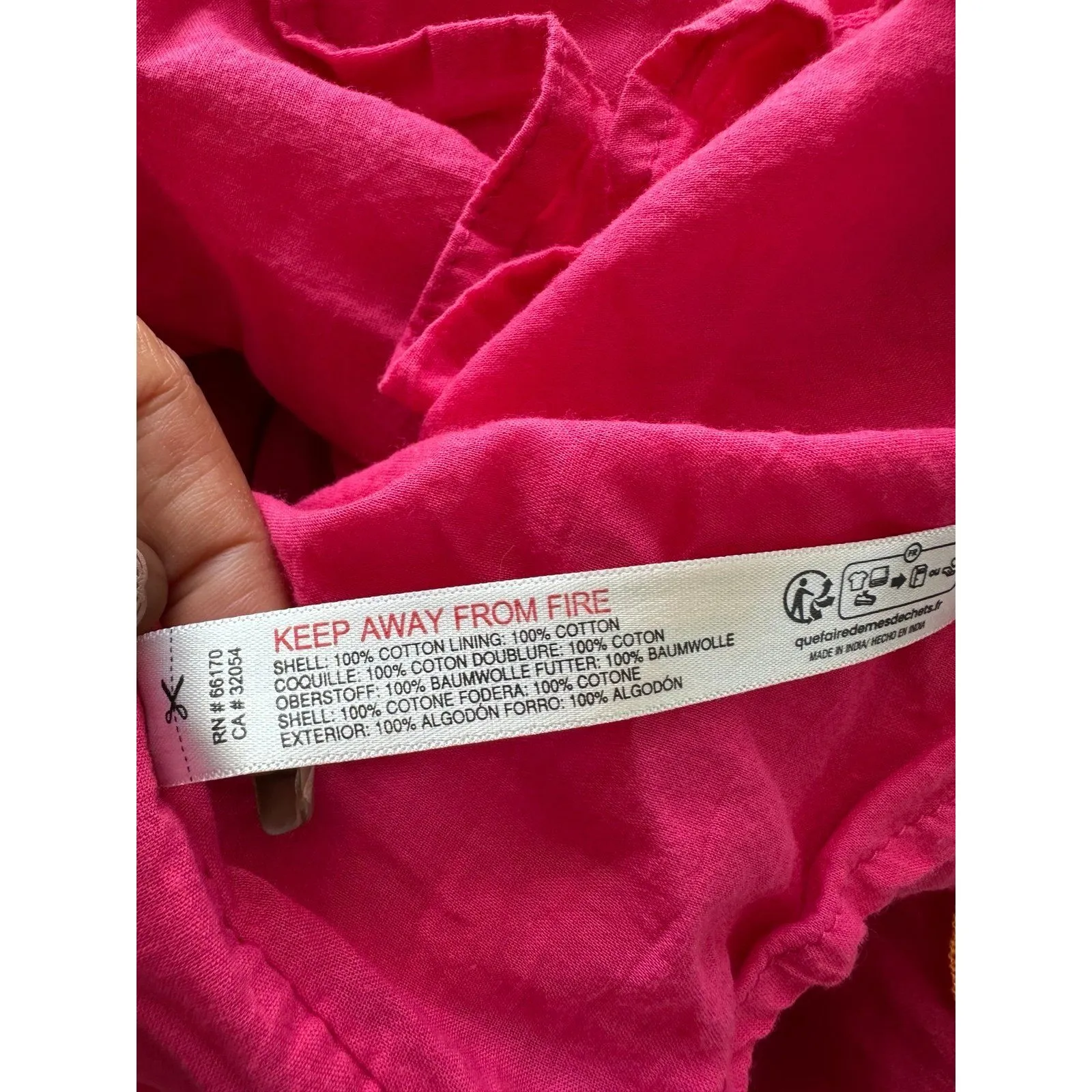 Free People 100% Cotton Fuchsia Sheer Lined Crinkle Joelle Tunic Dress Top L - Image 7