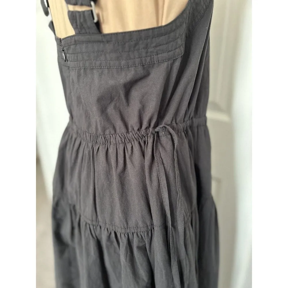 MADEWELL Halter Tiered Midi Lake Dress True Black Crinkle Cotton Poplin Size 00 - Image 9