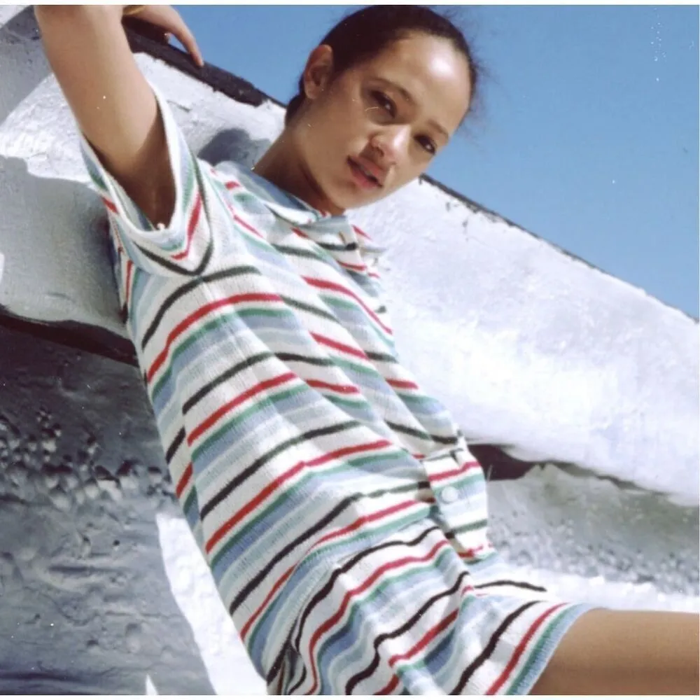 Zara Striped Jacquard Knit Button Front Shirt‎ Size Medium - Image 7