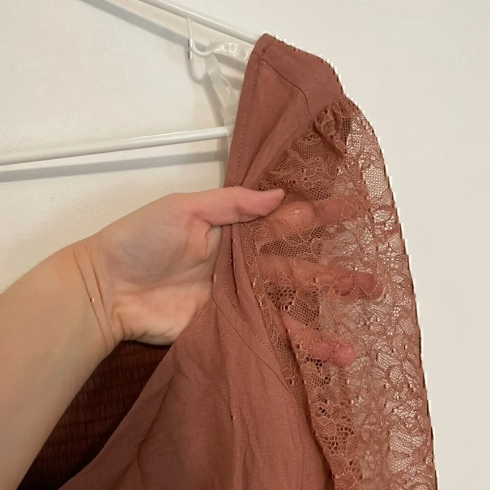 WILD FABLE Long Sleeve Lace Bustier Top Mauve Pink Brown Y2K 90s Cropped Crop M - Image 7