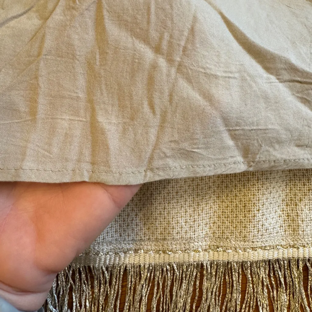 Anthropologie Sunday in Brooklyn Gold Fringe Top XS‎ CUTE country - Image 9