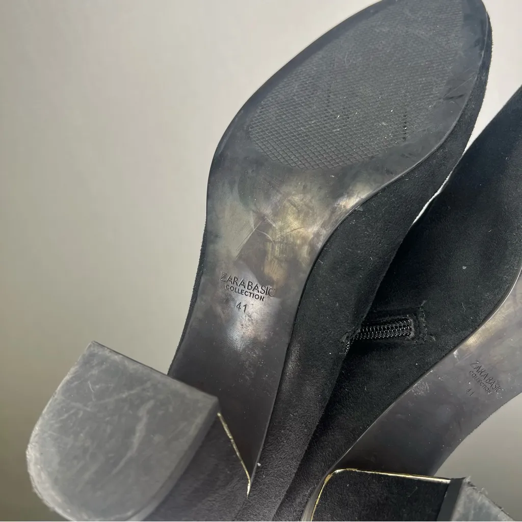 Zara Basic | 41 Black Over the Knee Boots‎ with Block Heel and Pull-On Style - Image 8