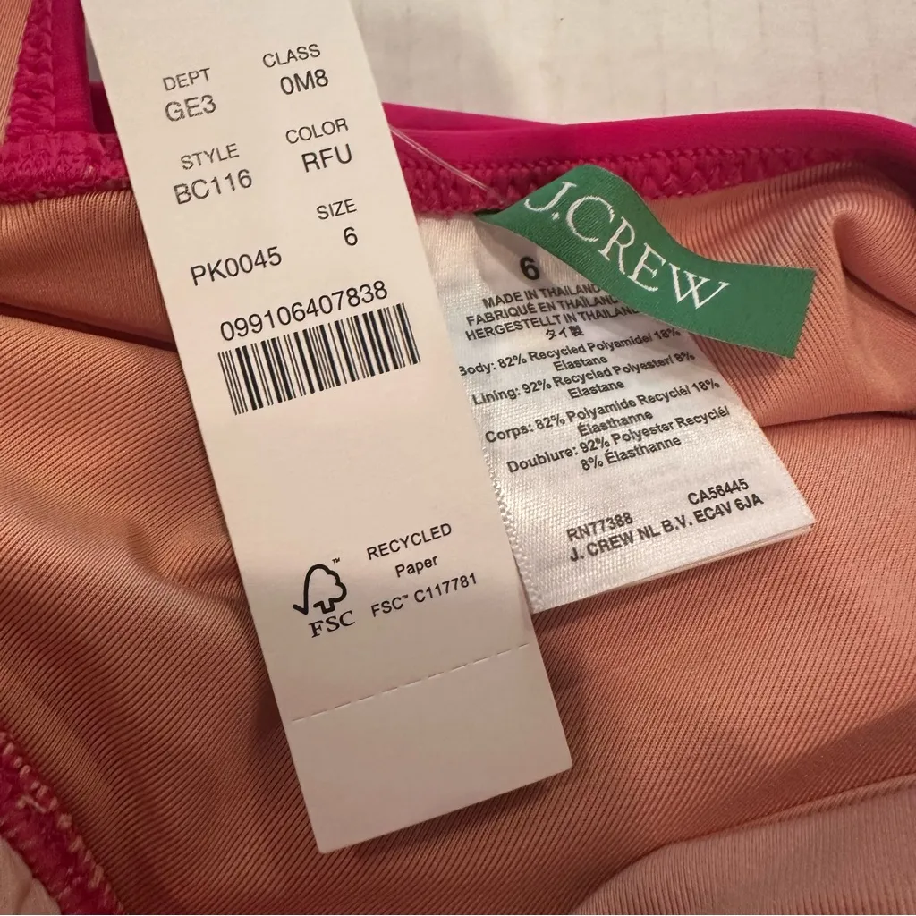 J. CREW Ruched V-Neck One Piece Swimsuit Women's 10 Radiant Fuchsia Beach‎ NEW - Image 7