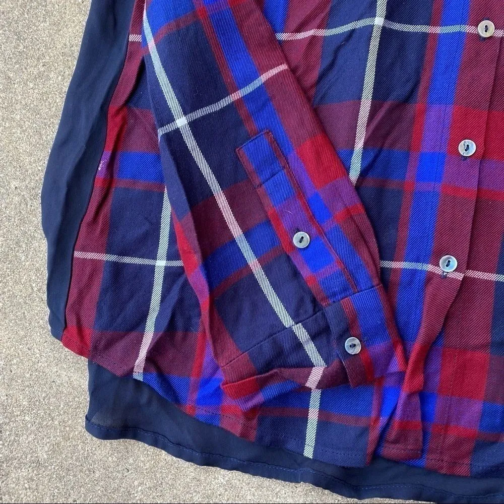 L’AGENCE Denise Plaid Silk Flannel Button Down Shirt - Image 5