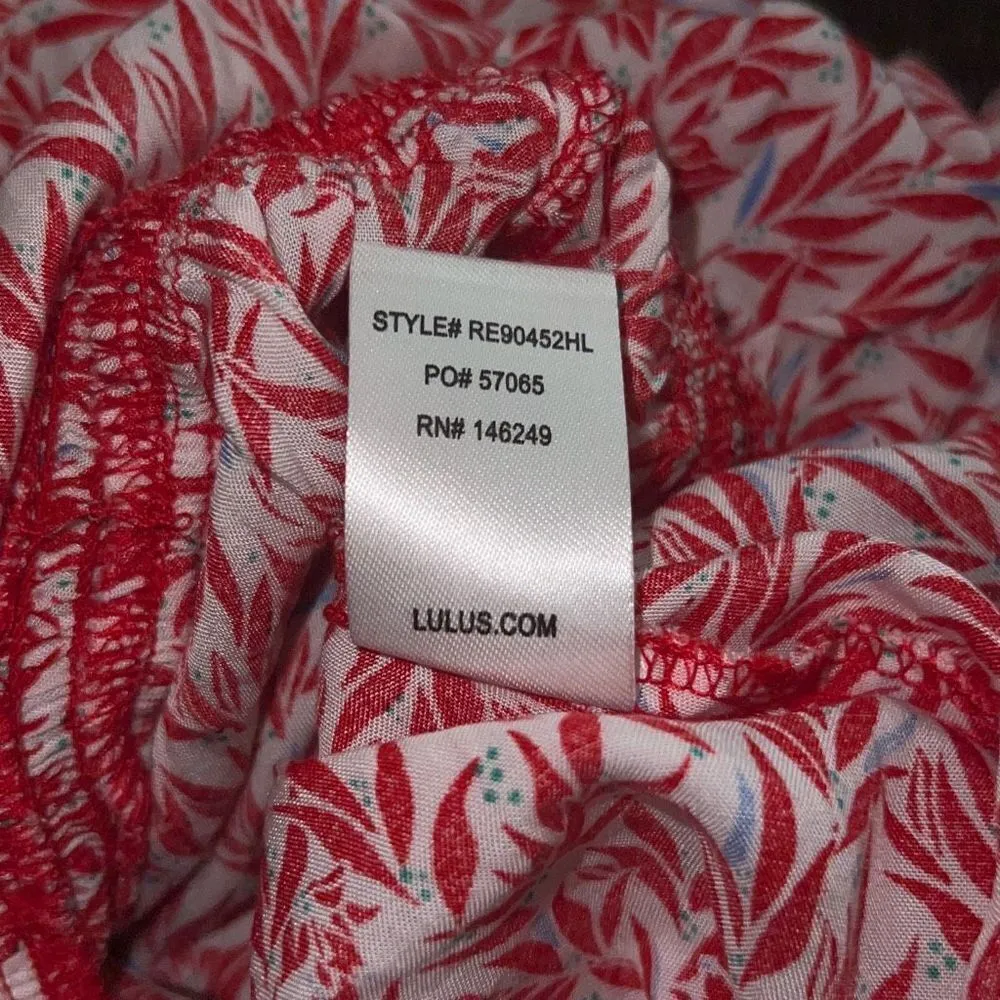 Dondi Red and White Print Tie-Front Short Sleeve Romper - Image 12