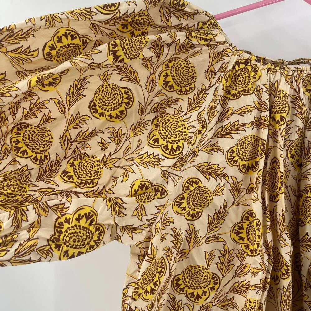 RHODE Rowan Top Size Large Garden of Dream Golden Floral Blouse Cotton NWT Yellow - Image 8
