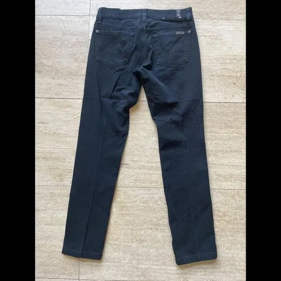 7 For All Mankind Jeans Roxanne Black Denim‎ women size 25 Made in USA Low Rise - Image 5