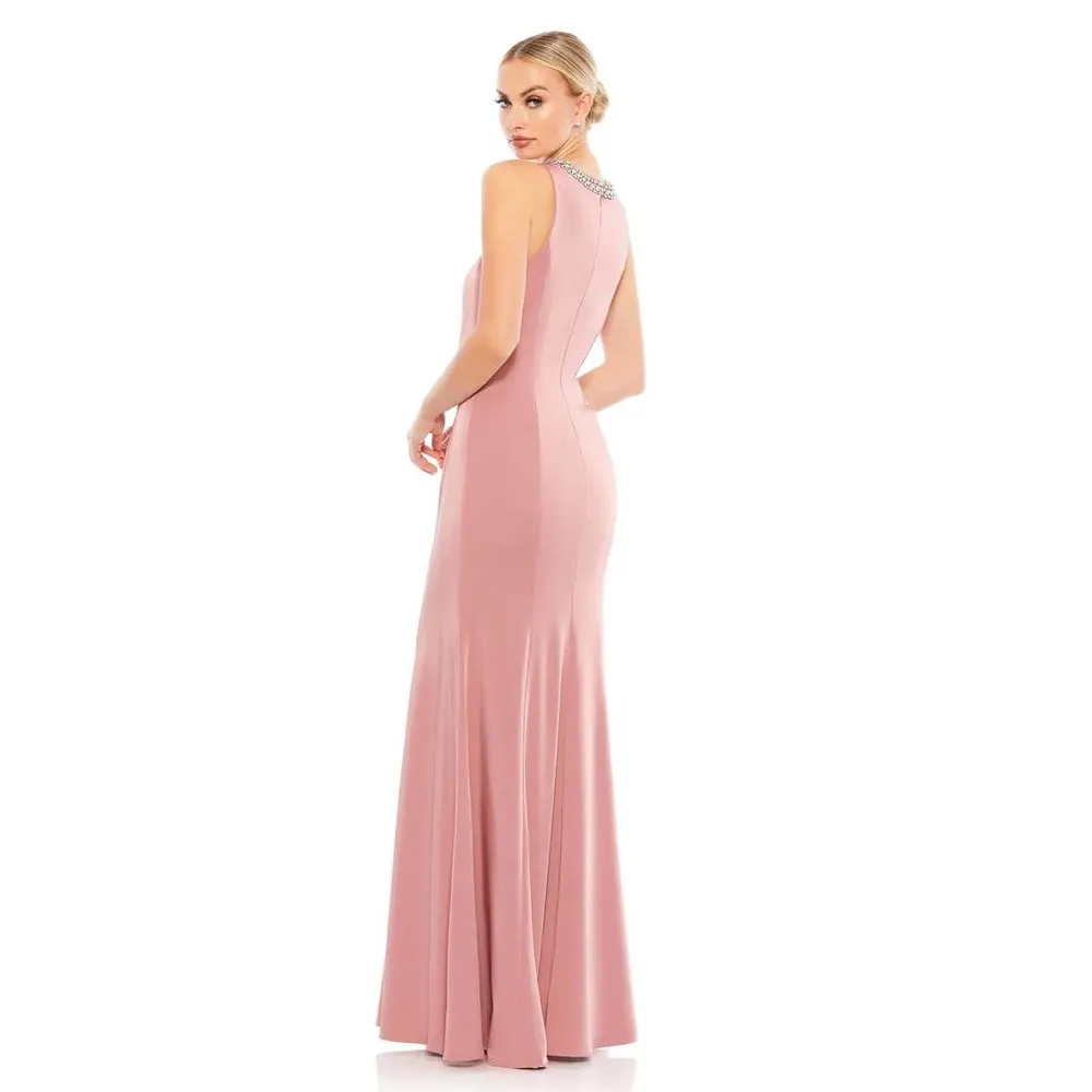 Mac Duggal 49093 Rose Pink Embellished Neck Trumpet Gown Size 10 NWT - Image 4