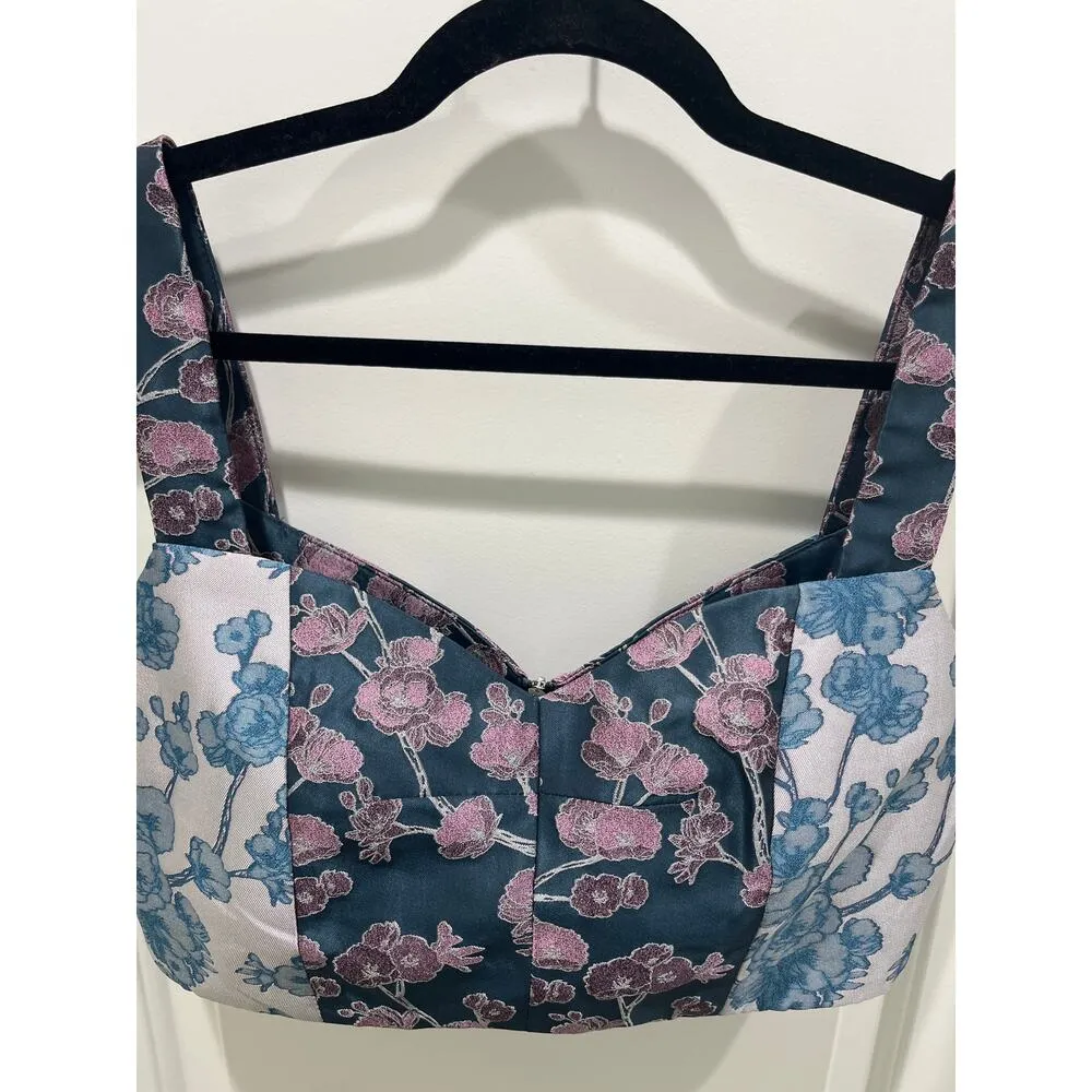 ELLIATT x Revolve Amore Cropped Floral Top in Peacock & Lilac Sz L - Image 6