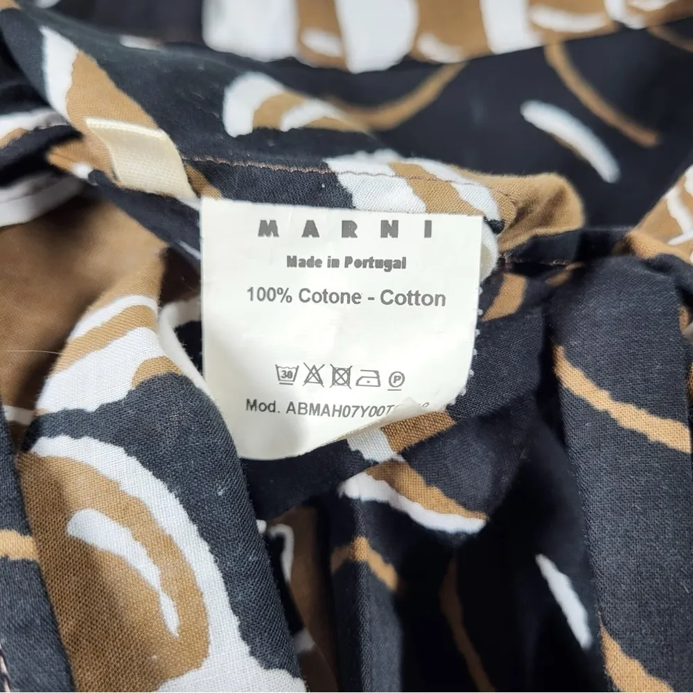 Marni Cotton Tropical Geometric Art To Wear Shift Dress in Multicolor Brown Size 6 - Image 6