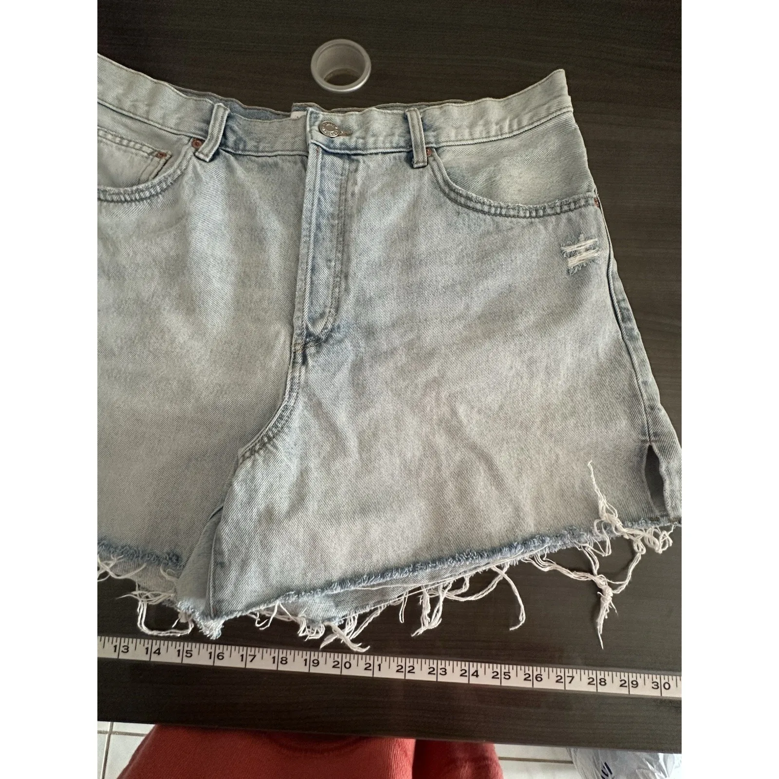 MNG Andy Jean Shorts Womens 14 Rodeo Western Cut Off Light Wash Denim Button Fly - Image 3