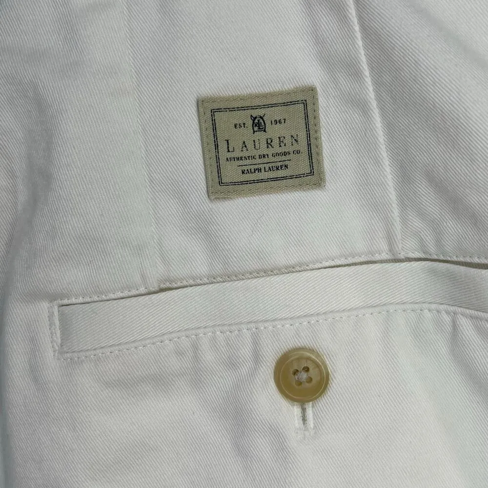 Lauren Ralph Lauren Shorts Womens 22W White Cotton Pleated High Rise Classic - Image 4