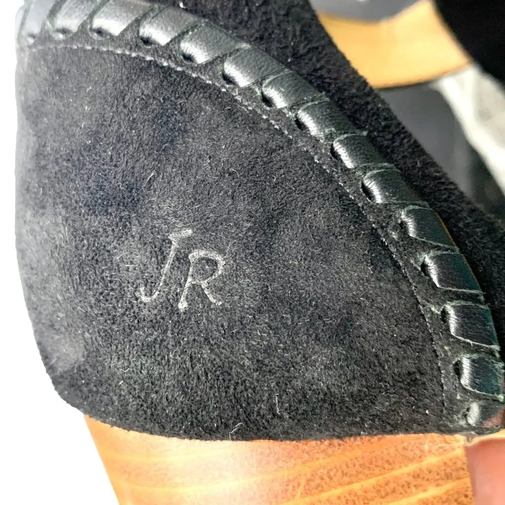 Jack Rogers Cameron Suede T-Strap Bootie Block Heel Open Toe Cut Out Black 10 - Image 7