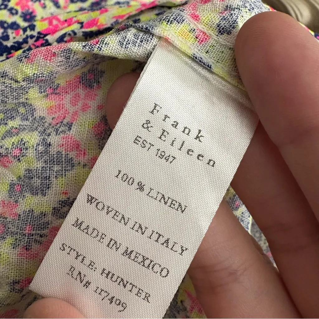 FRANK & ELIEEN Hunter Linen Button Front Dress In‎ Neon Floral Size Small - Image 11