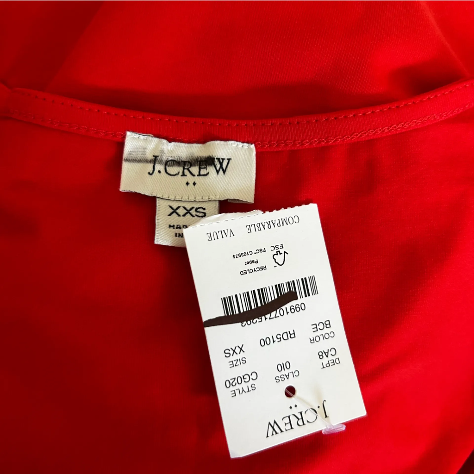 NWT J.Crew Factory Red Cap Sleeve Stretch Cotton Blend Square - Image 4